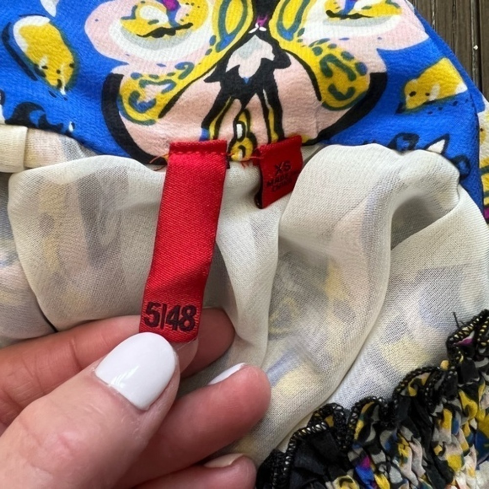 5/48 Saks 5th Avenue Off the Shoulder Mini Dress with Ornamental Designs - Picture 15 of 15